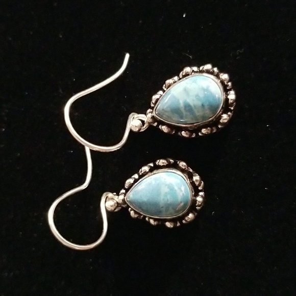 Jewelry - Petite Blue Howlite Teardrop Dangle Earrings